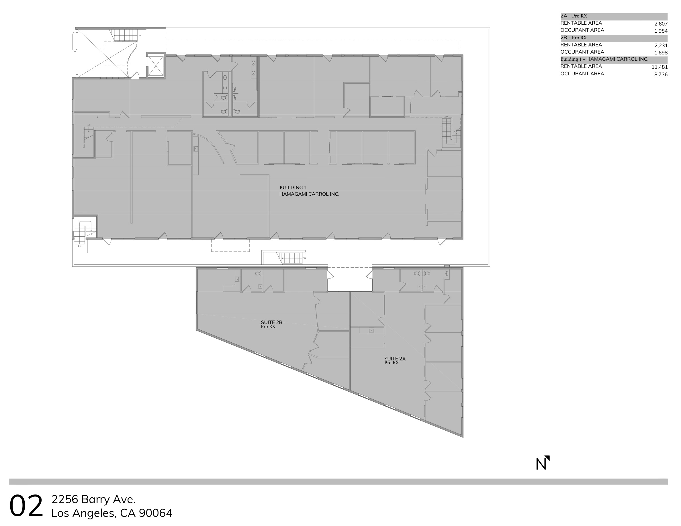 Ground floor plan — Building 1 and Building 2