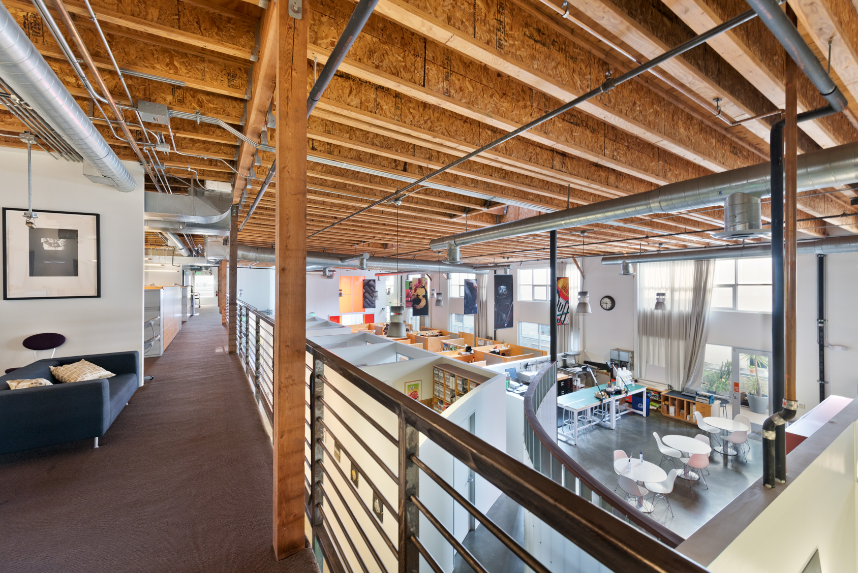 Mezzanine overlooking open workspace